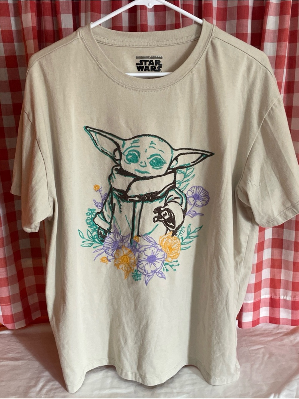 Freeze Star Wars baby yoda Tee in Cream with Green, Purple & Yellow Accents